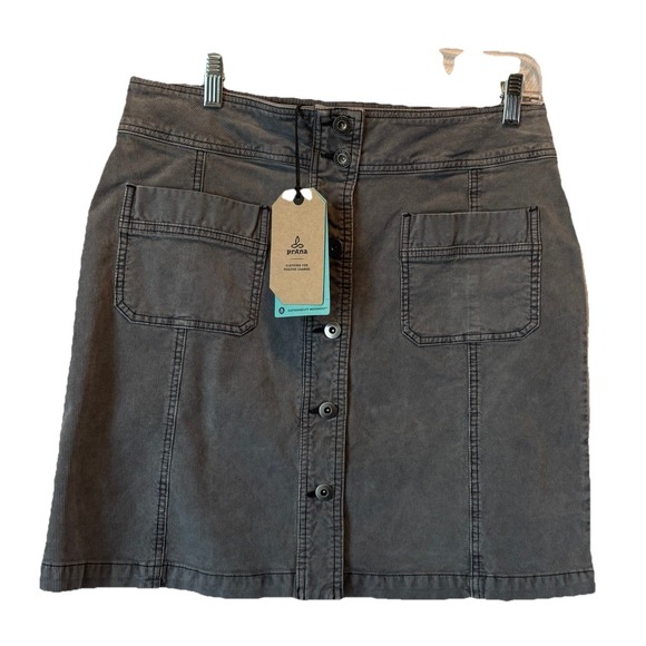Prana Dresses & Skirts - NWT PRANA NOIR BLUE MERRIGAN CORDUROY BUTTON FRONT ORGANIC COTTON BLEND SKIRT 12